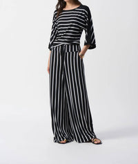 Joseph Ribkoff - Striped Silky Knit Wide-leg Pants