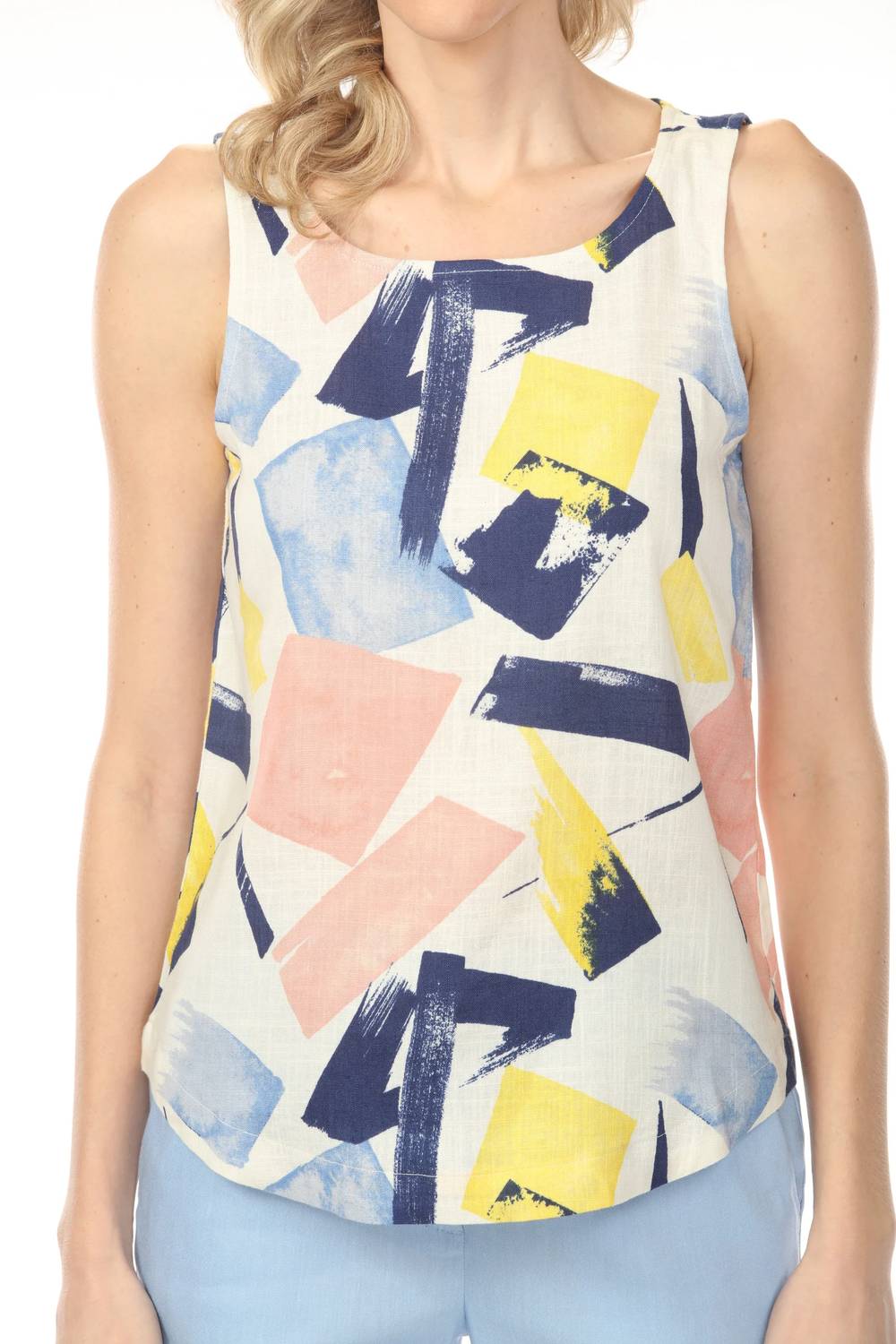 Charlie B - Printed Sleeveless Rounded Hem Top