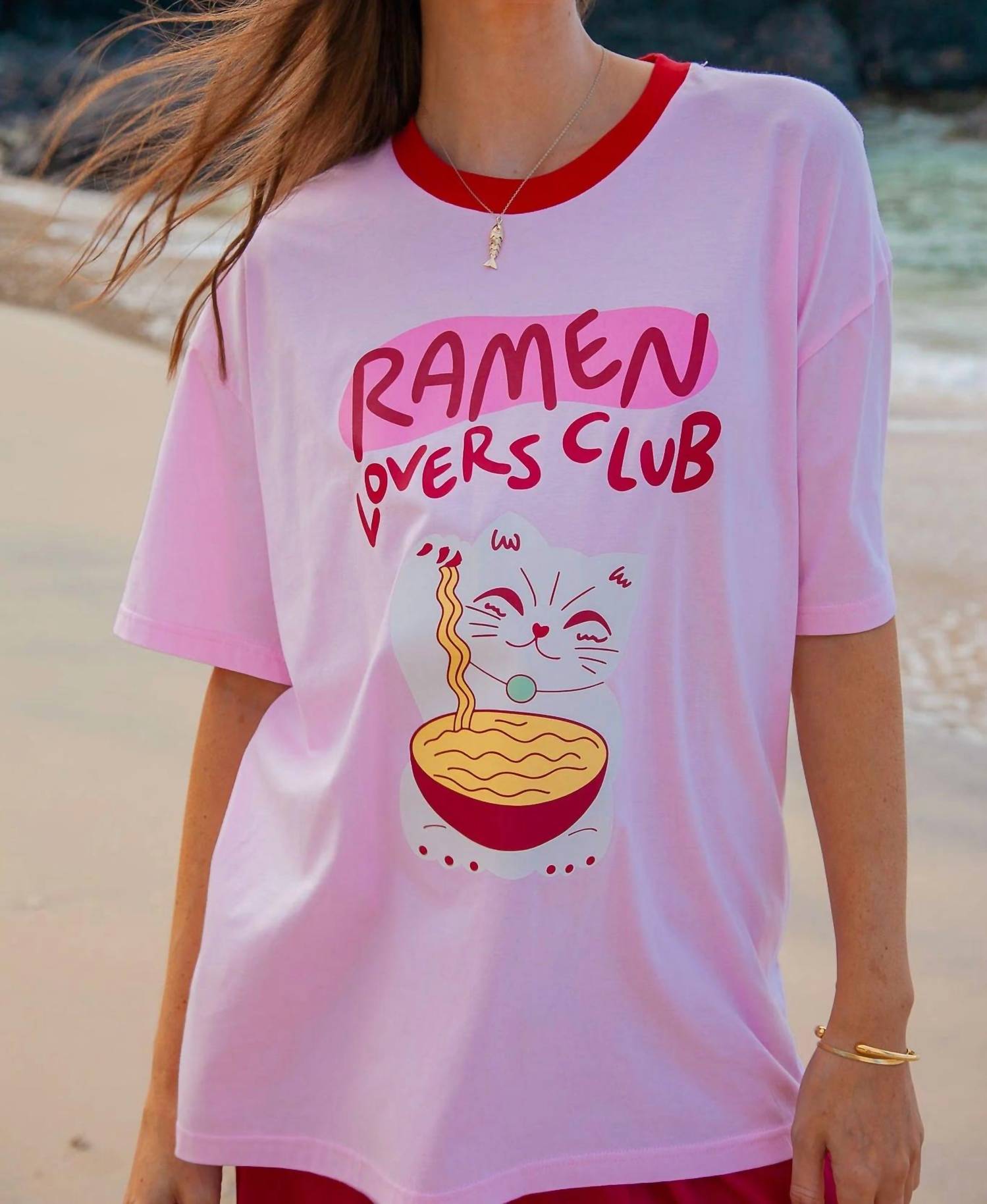 Palm Collective Ramen Lovers Club Tee in pink - women's t-shirt