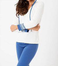 French Kyss - Denim Braided V Neck Hoodie