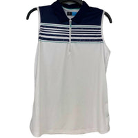 Pga Tour - Women's Striped Zip Sleeveless Golf Polo