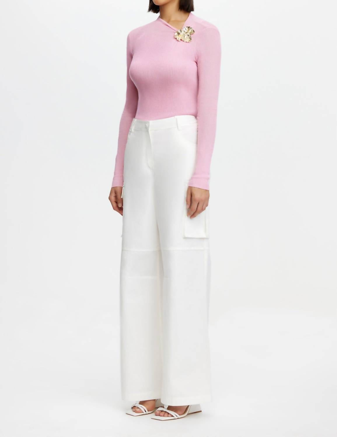 ACLER Rowthorn Top in pink - women's long sleeve top - detail view
