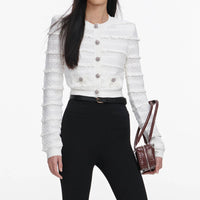 Self-Portrait - Pointelle Diamante Cardigan