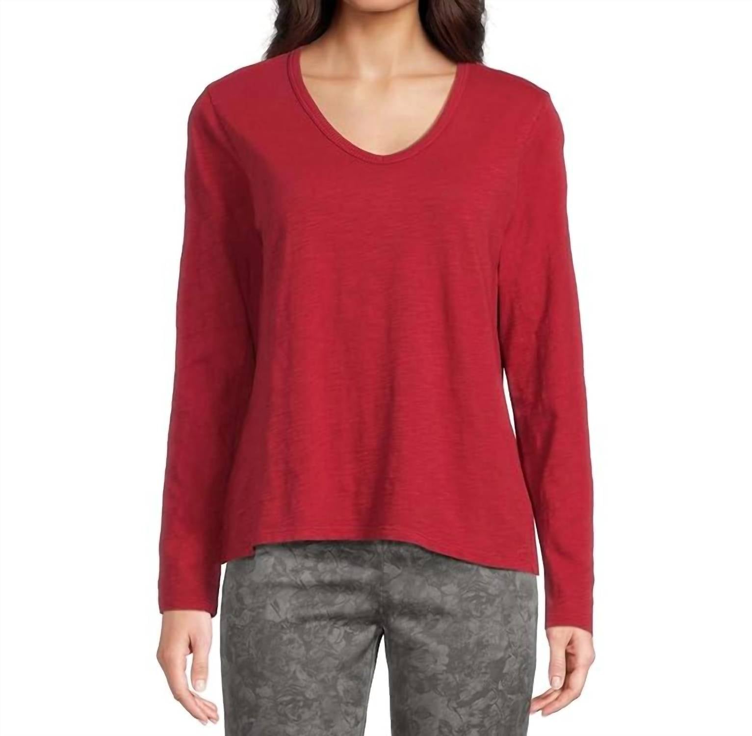 Elliott Lauren - Long Sleeve V-neck Knit Top