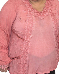 Pol - Tillie Lace Trimmed Long Sleeve Top