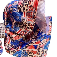 Kids Charm - Kids Girls Patriotic Leopard Print 4th Of July Hair Bow