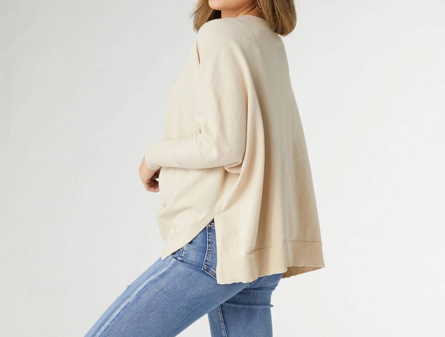 Coco + Carmen - Rila Fine Gauge V-neck Sweater With Side Slit