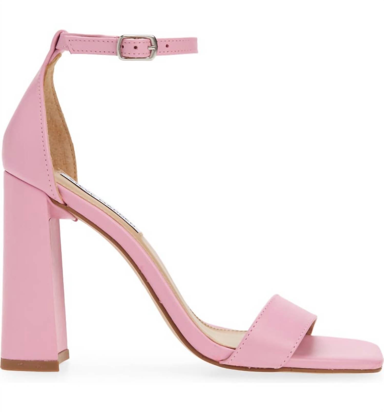 STEVE MADDEN Women's Tia Block Heel Vegan Leather Sandal in rose pink - women's sandal