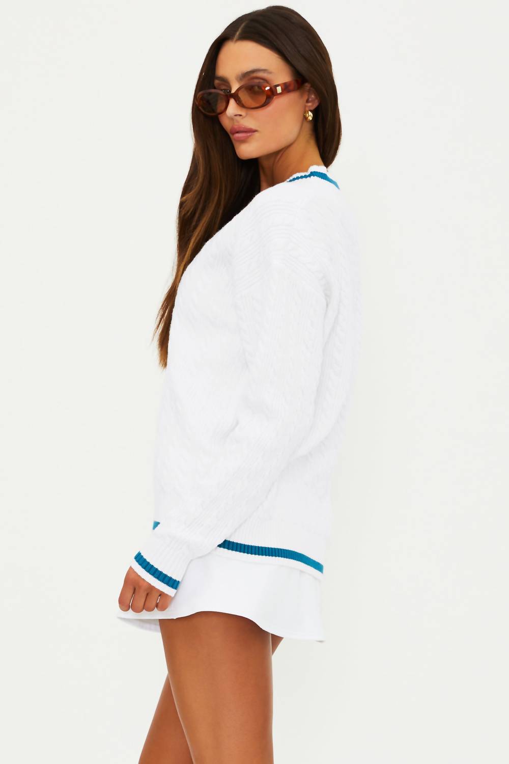 Beach Riot Montana Birdie Sweater Top in blue - women's sweater - alternate view