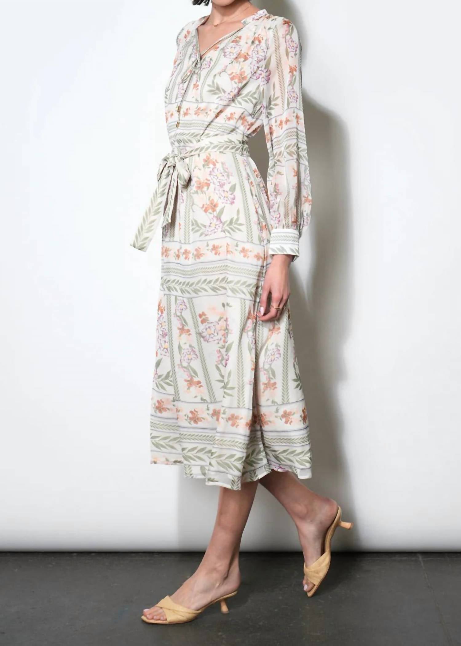 Greylin - Reese Flowy Scarf Print Midi Dress