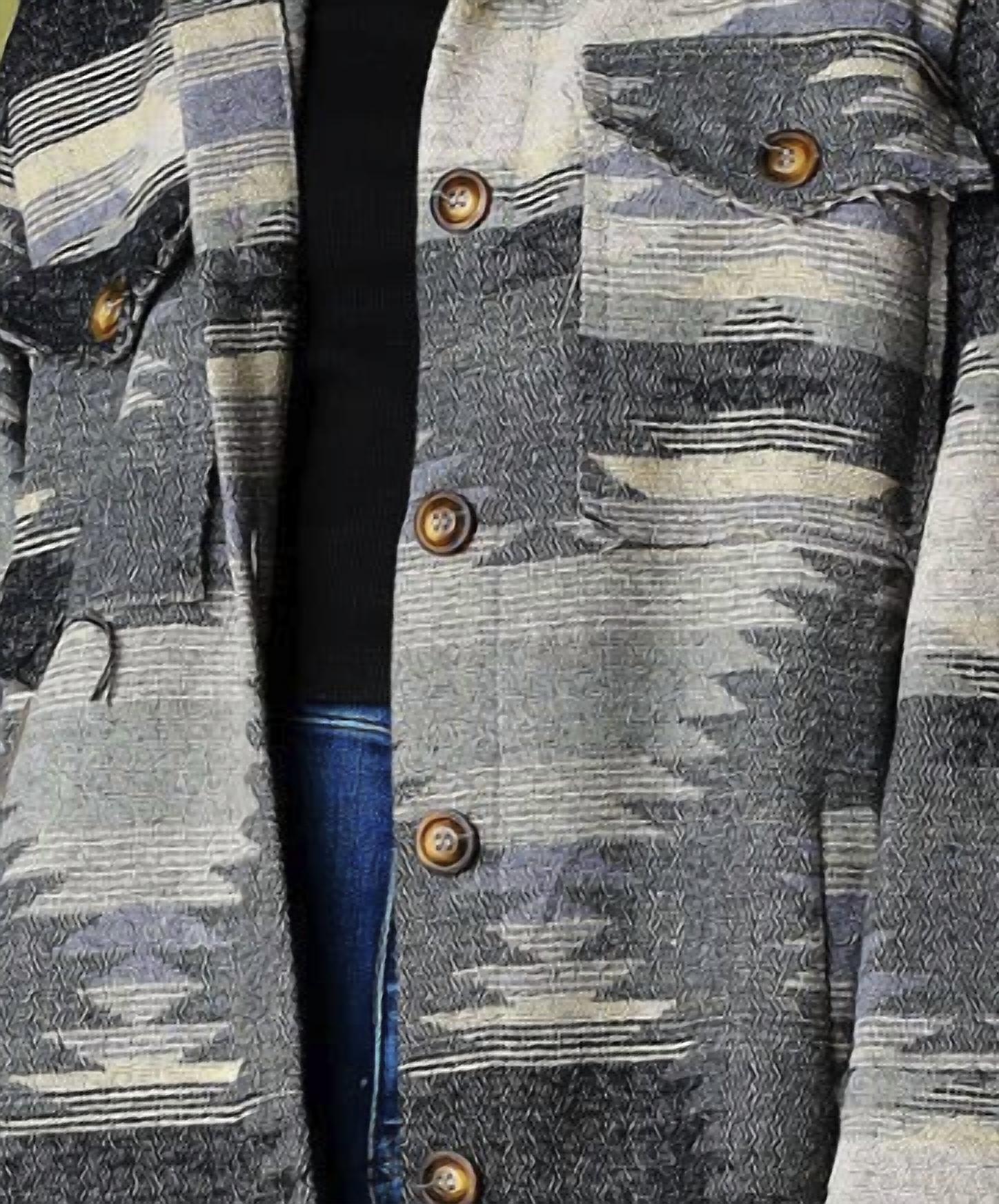 Bestto - Aztec Pattern Long Jacket