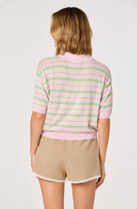 Astr - Scottie Striped Knit Polo Sweater