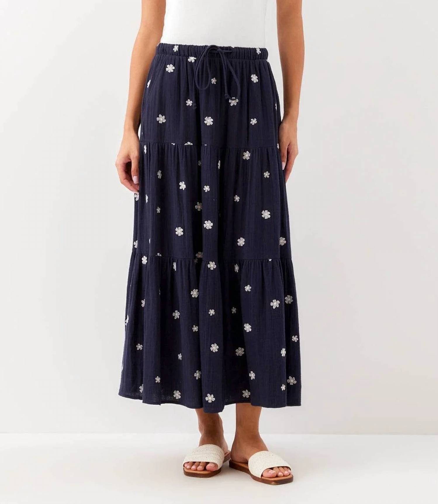 Karen Kane - Embroidered Tiered Midi Skirt