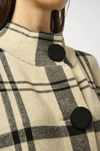 Joseph Ribkoff Plaid Poncho Top in champagne black - women's blouse - alternate view
