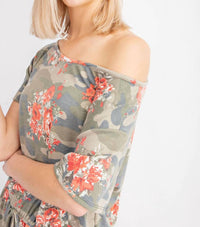 143 Story - Camo Floral Print Side Pocket Romper