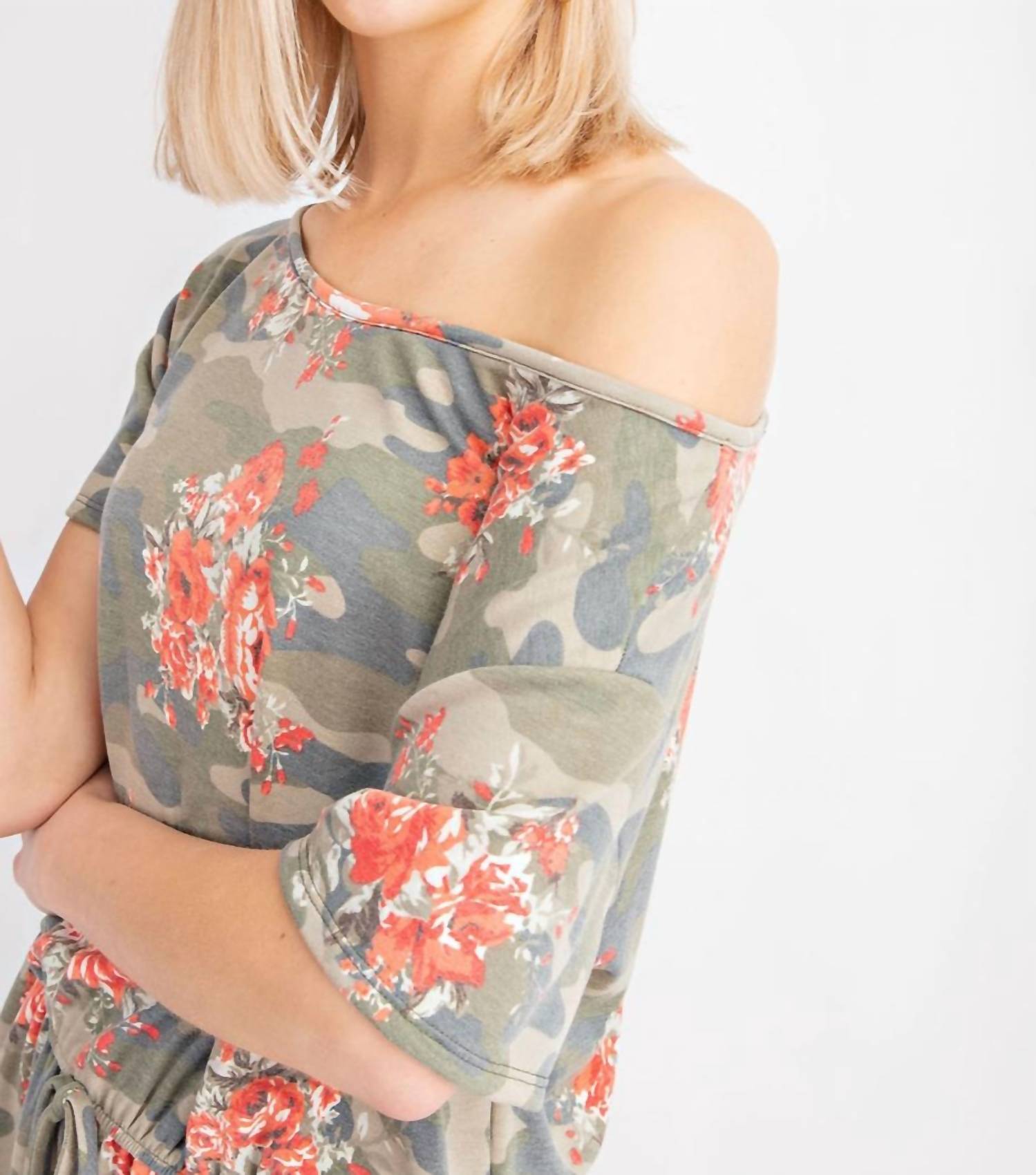 143 Story - Camo Floral Print Side Pocket Romper