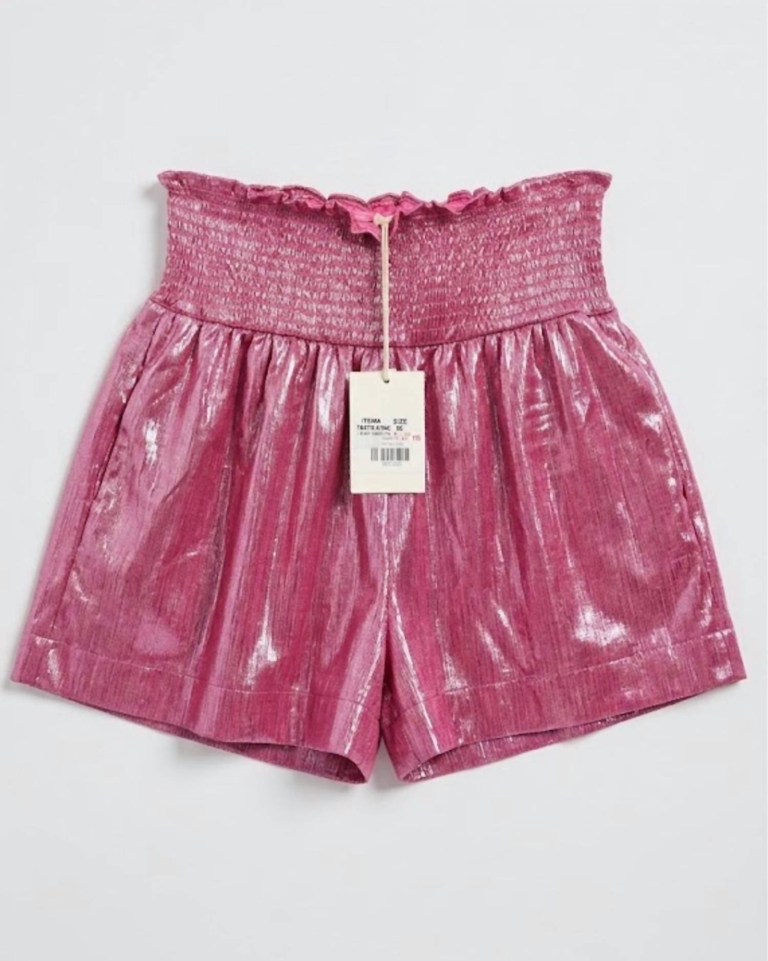 Southern Grace Kid's High Waisted Shimmer Shorts in pink - kids' shorts