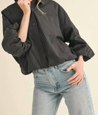 &Merci - Button Down Bubble Sleeve Top