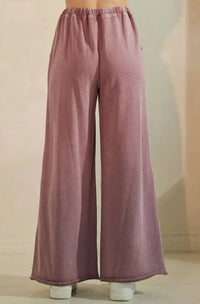 Mittoshop - Mineral Wash Elastic Waist Wide Leg Pants