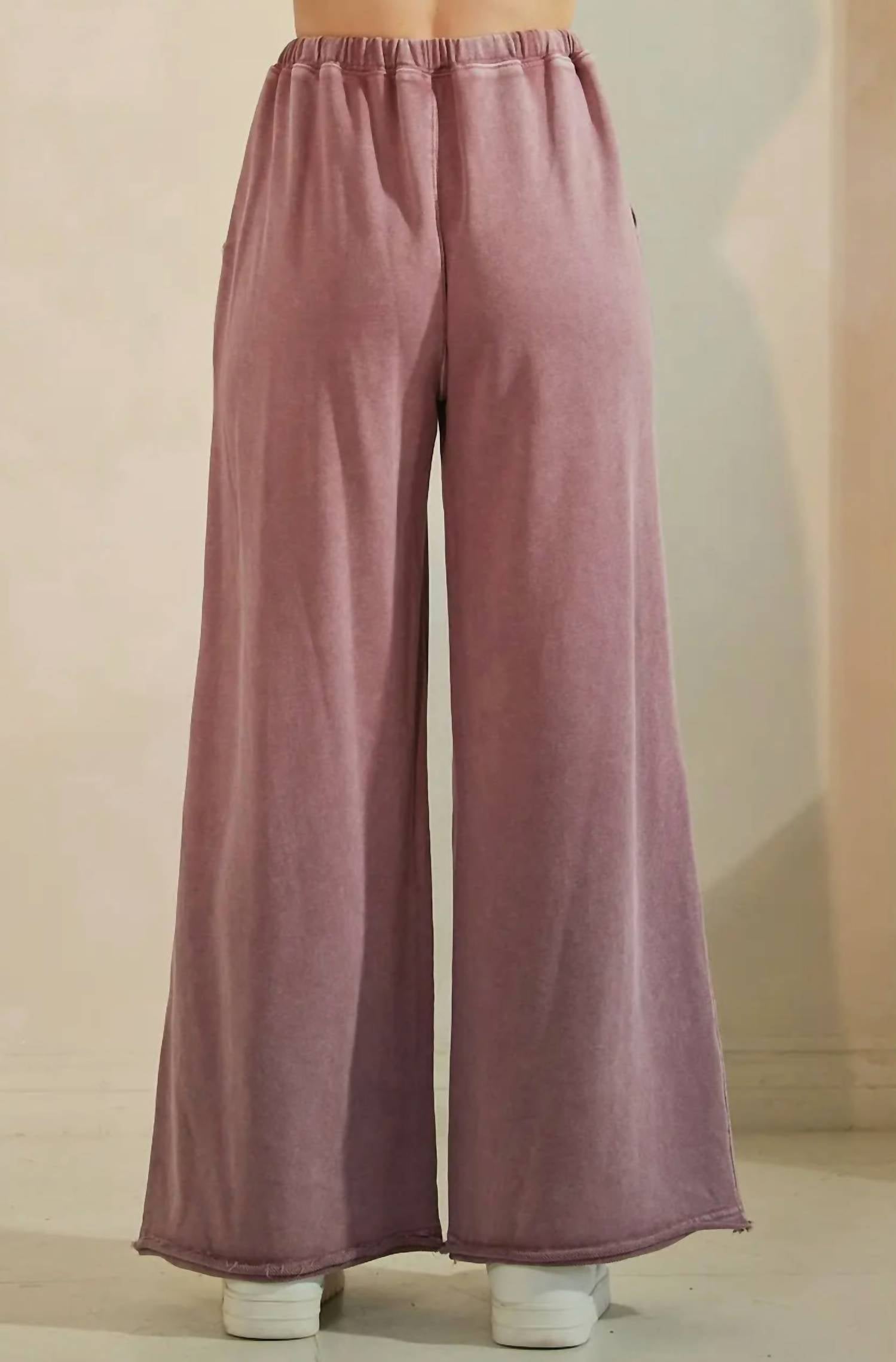 Mittoshop - Mineral Wash Elastic Waist Wide Leg Pants