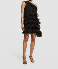 MILLY Ruffle Mini Dress in black - women's dress