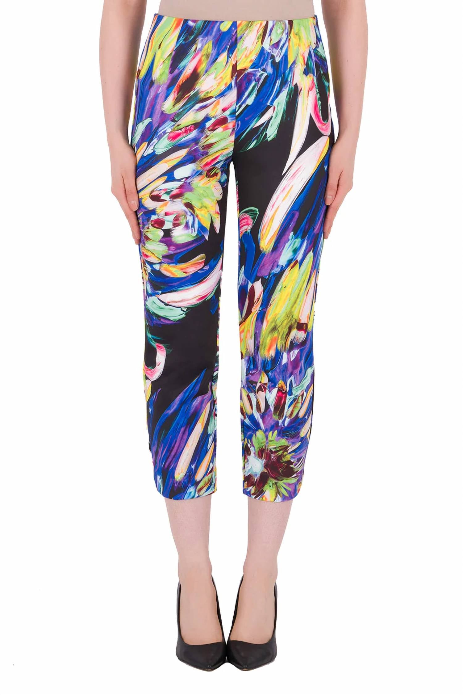 Joseph Ribkoff - Women's Feather Print Knit Crop Pants