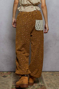 POL Relaxed Floral Joggers in ochre - women's pants - view 5
