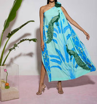 Verandah - Palm And Peacock Toga Maxi Dress