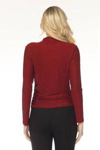 Joseph Ribkoff - Shimmery Mock Neck Ruched Top