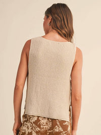 Klesis Rowan Sleeveless Sweater Top in natural - women's sweater - detail view