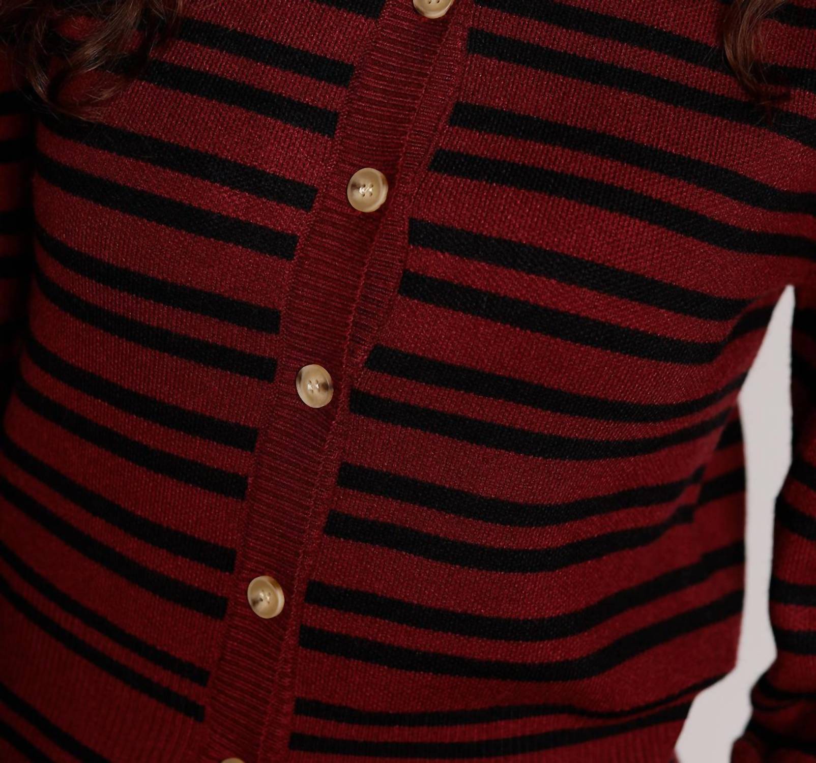 NIA Baxter Fitted Cardigan in oxblood - women's cardigan - alternate view