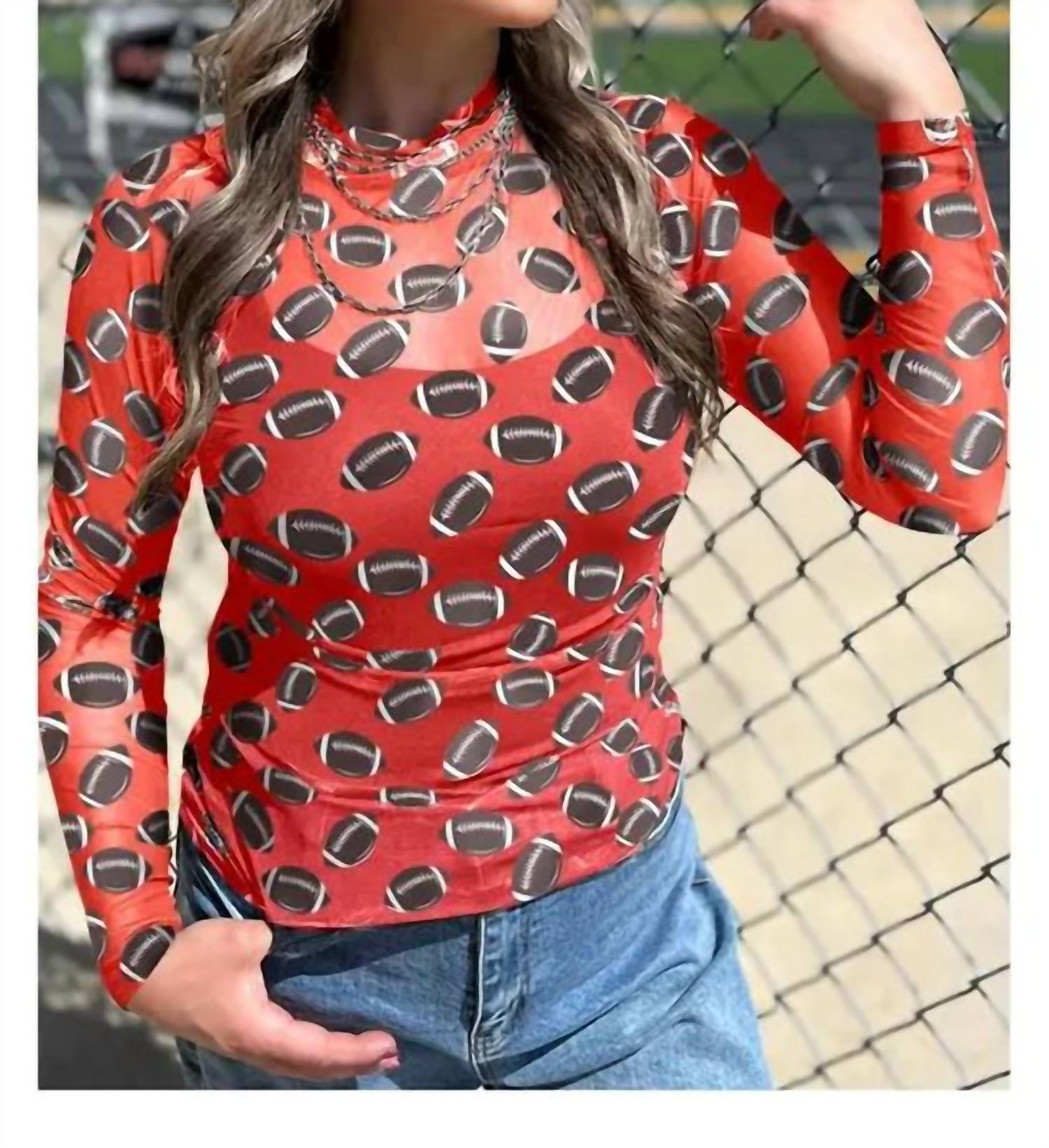 Aapparella - Mesh Football Print Top