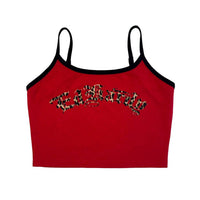 Ed Hardy Leopard Sleeper Cami Top in cherry - women's intimate - detail view