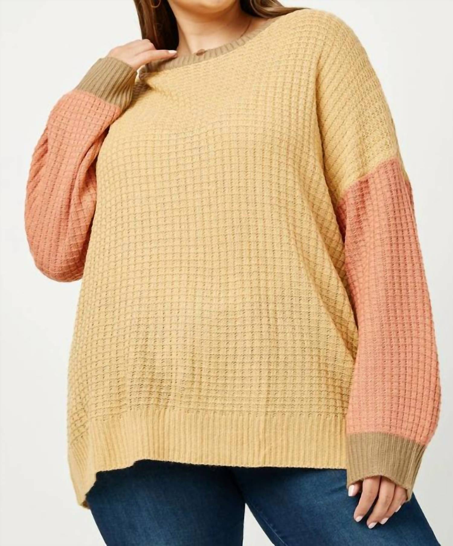 Hayden La - Color Block Waffle Knit Sweater