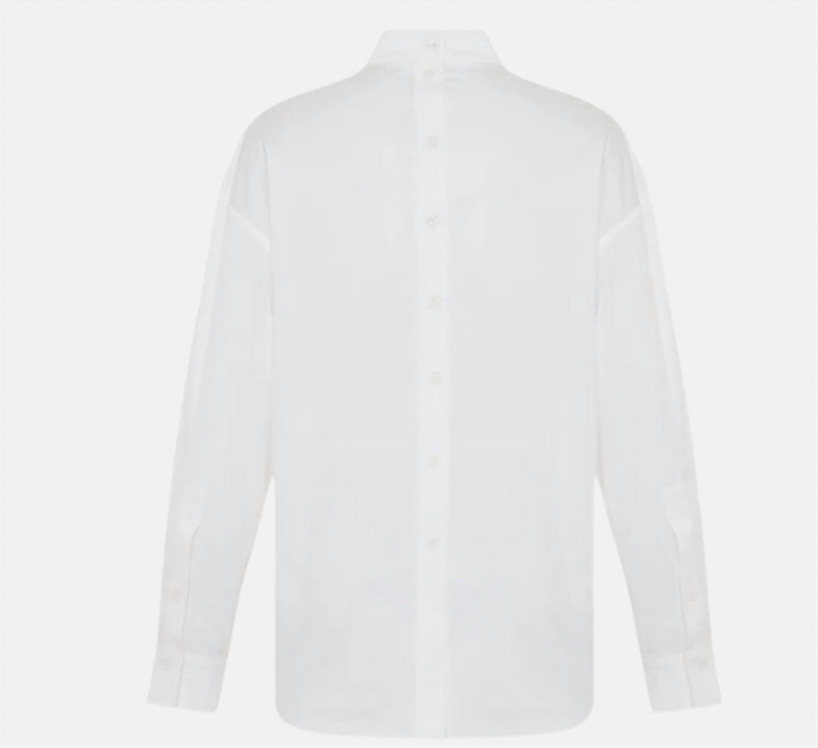 THEO the Label Echo Band Collar Button Down Shirt in white - women's shirt - view 4
