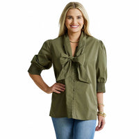 Caryn Lawn - Holly Bow 1/4 Sleeve Top