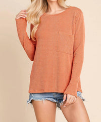 Bombom - Western Ribbed Top With Pocket