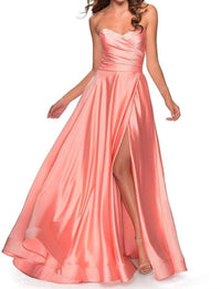 La Femme - Strapless Peach Ballgown Dress