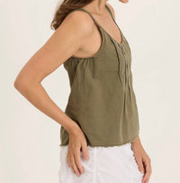 XCVI Shawnee Linen Billowy Tank Top in ripple pigment - women's tank top - view 4
