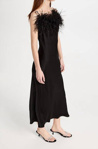 Sleeper - Boheme Midi Slip Dress With Ostrich Feathers