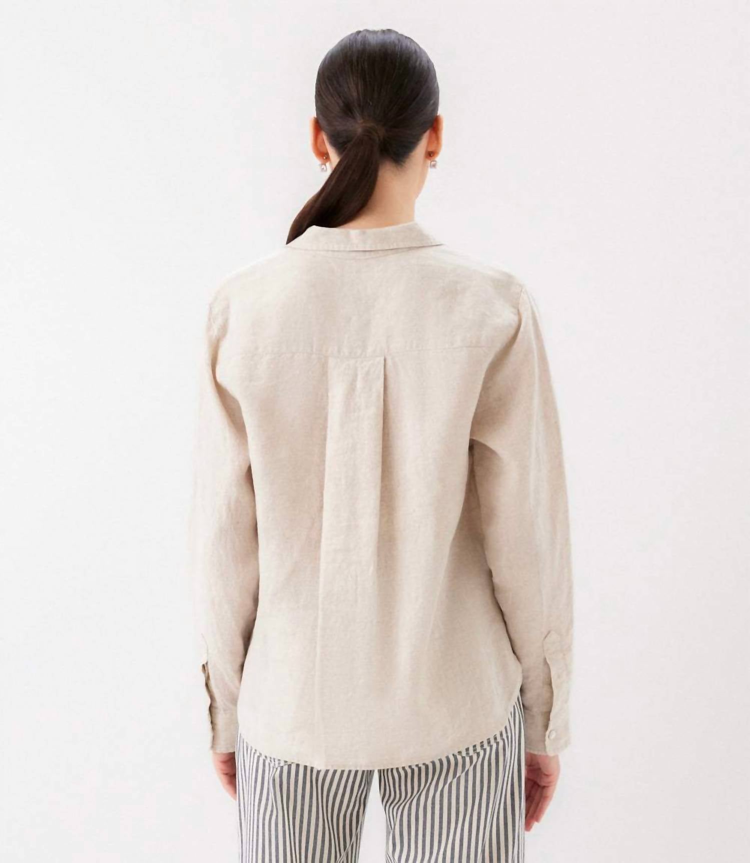 Karen Kane - Long Sleeve Linen Button Up Shirt