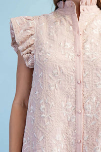 Gigio - Glossy Embroidered Ruffle Dress