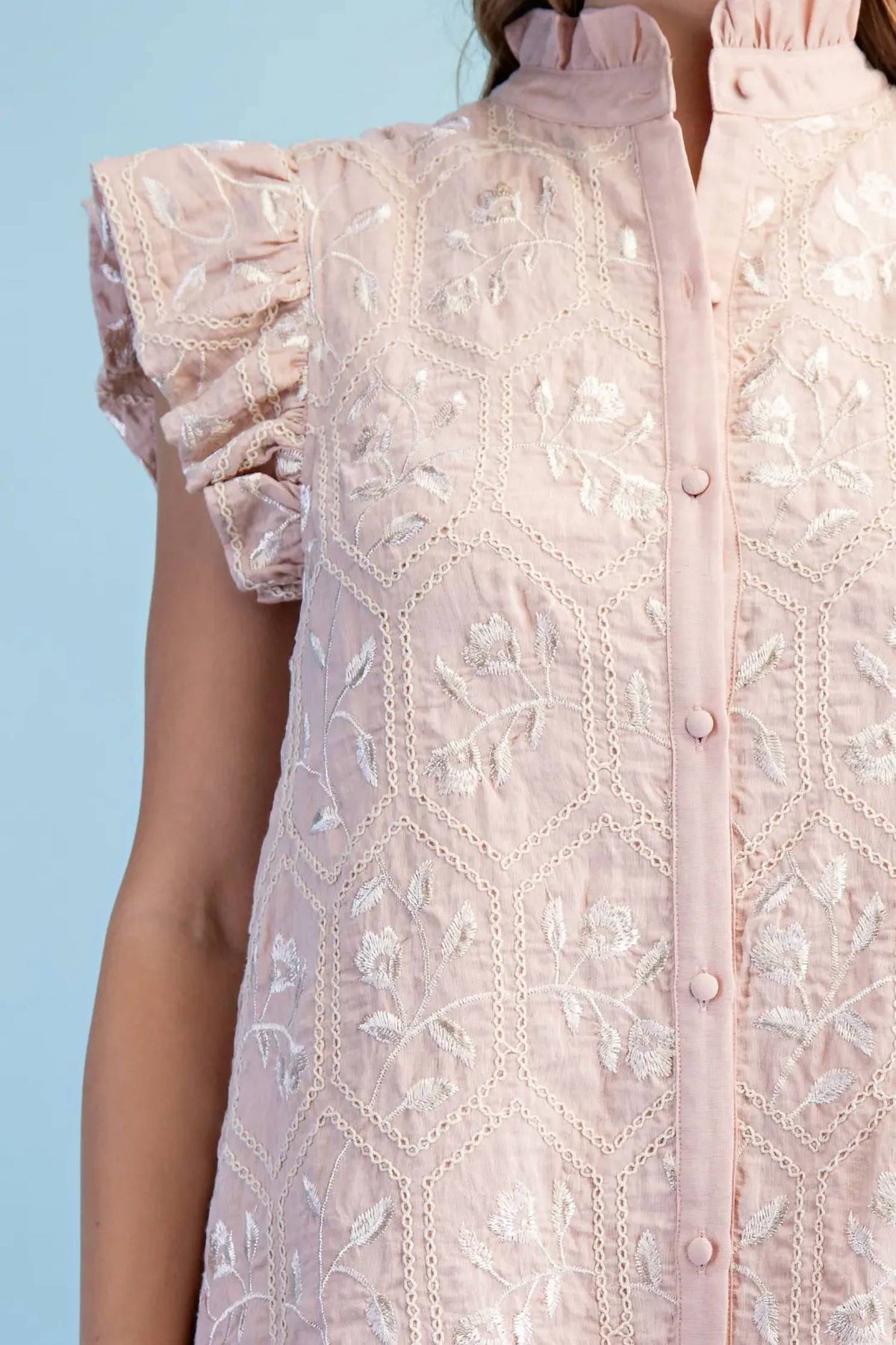 Gigio - Glossy Embroidered Ruffle Dress