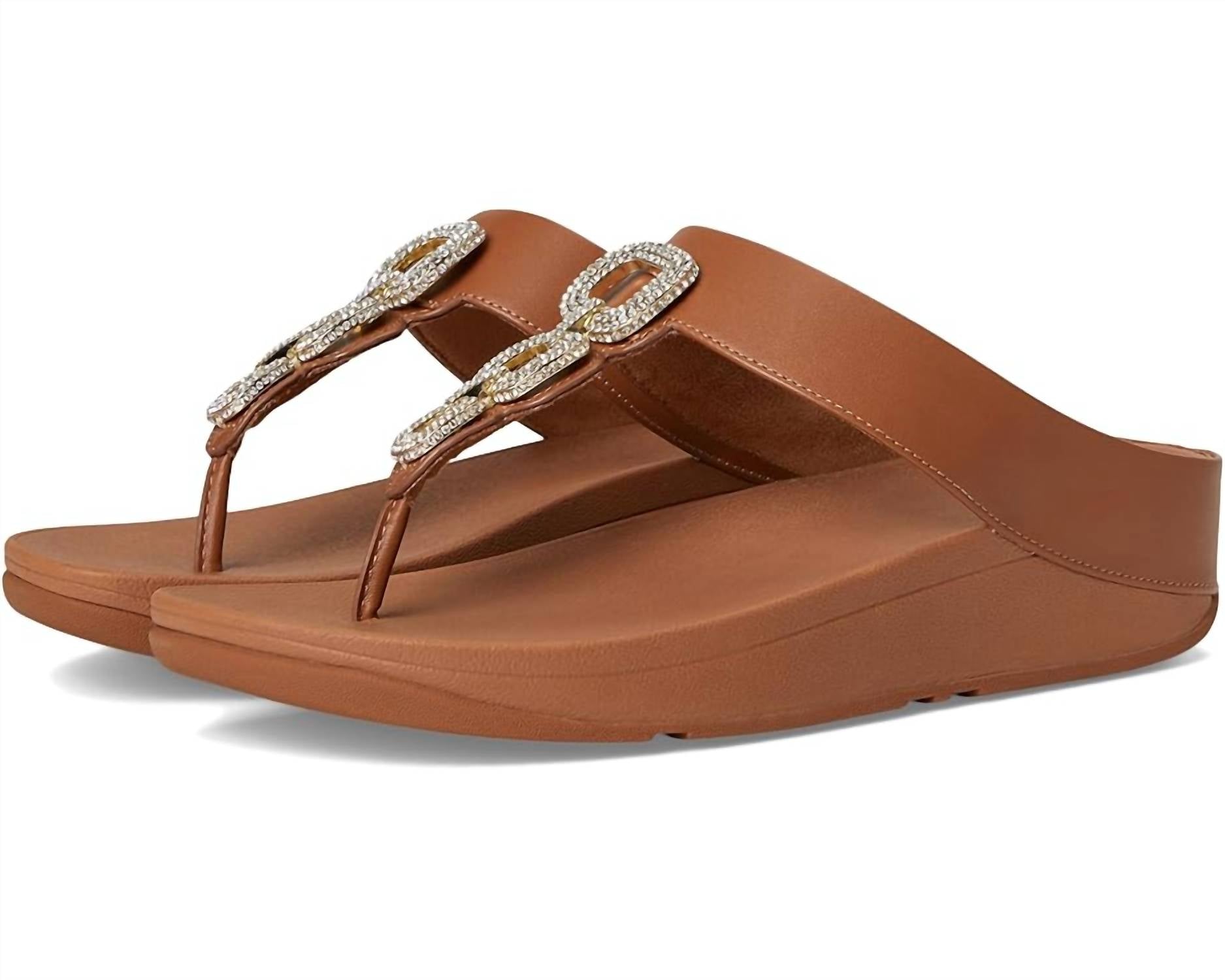 Fitflop - Women's Fino Crystal-chain Leather Toe-post Sandals