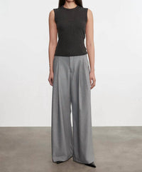 Enza Costa Sleeveless Crew Top in charcoal - women's blouse
