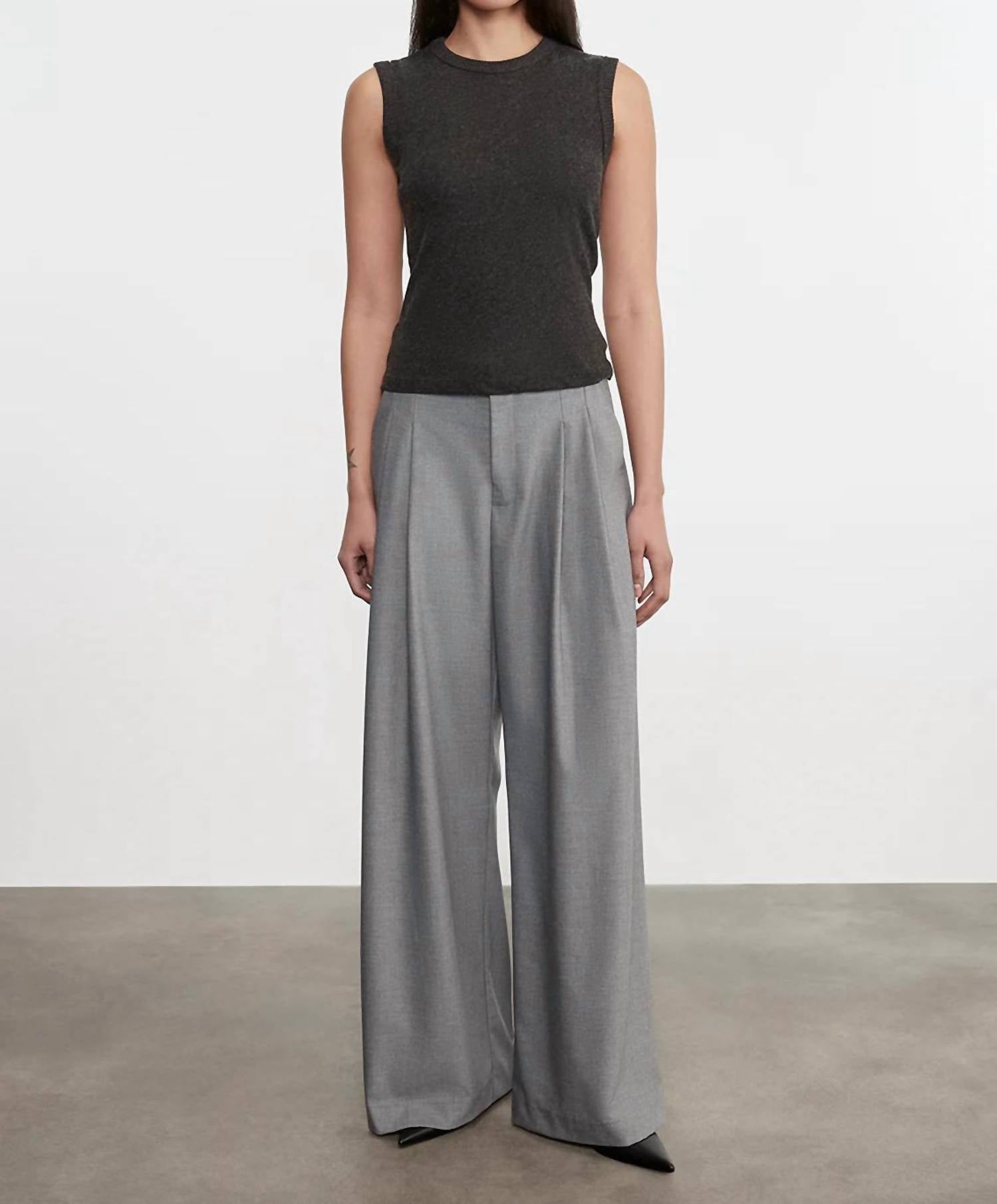Enza Costa Sleeveless Crew Top in charcoal - women's blouse