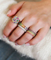 Eriness - Women's Amethyst Eternity Band 14k Yellow Gold 6.5