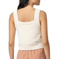 Lilla P Women's Sweater Tank Top in ivory - women's tank top - detail view