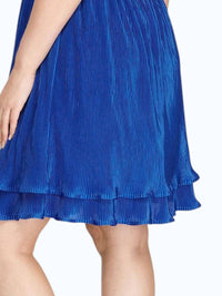 Vanilla Monkey - Ruffled Sleeve Waist Elastic Tiered Plisse Woven Dress - Plus