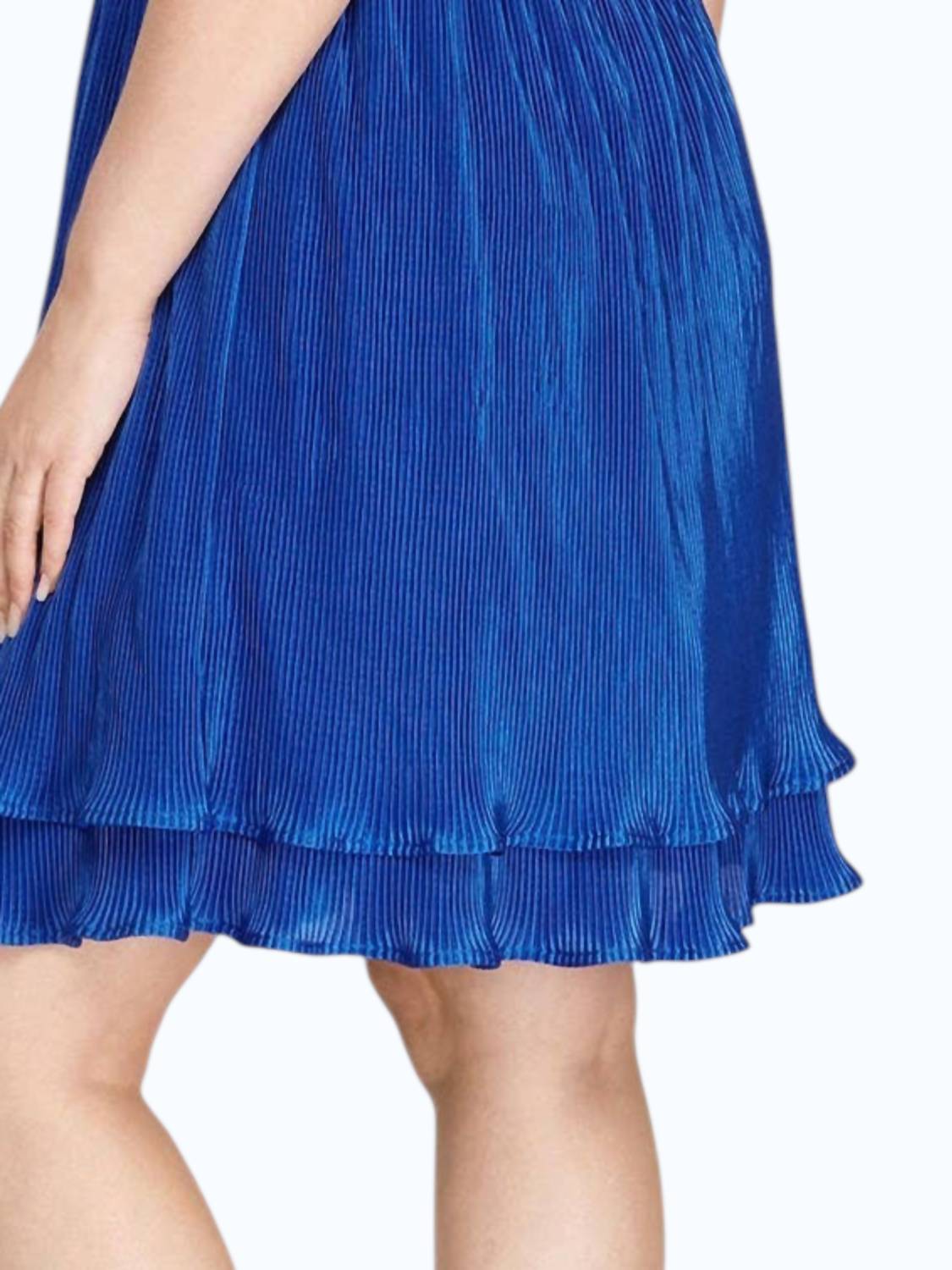 Vanilla Monkey - Ruffled Sleeve Waist Elastic Tiered Plisse Woven Dress - Plus